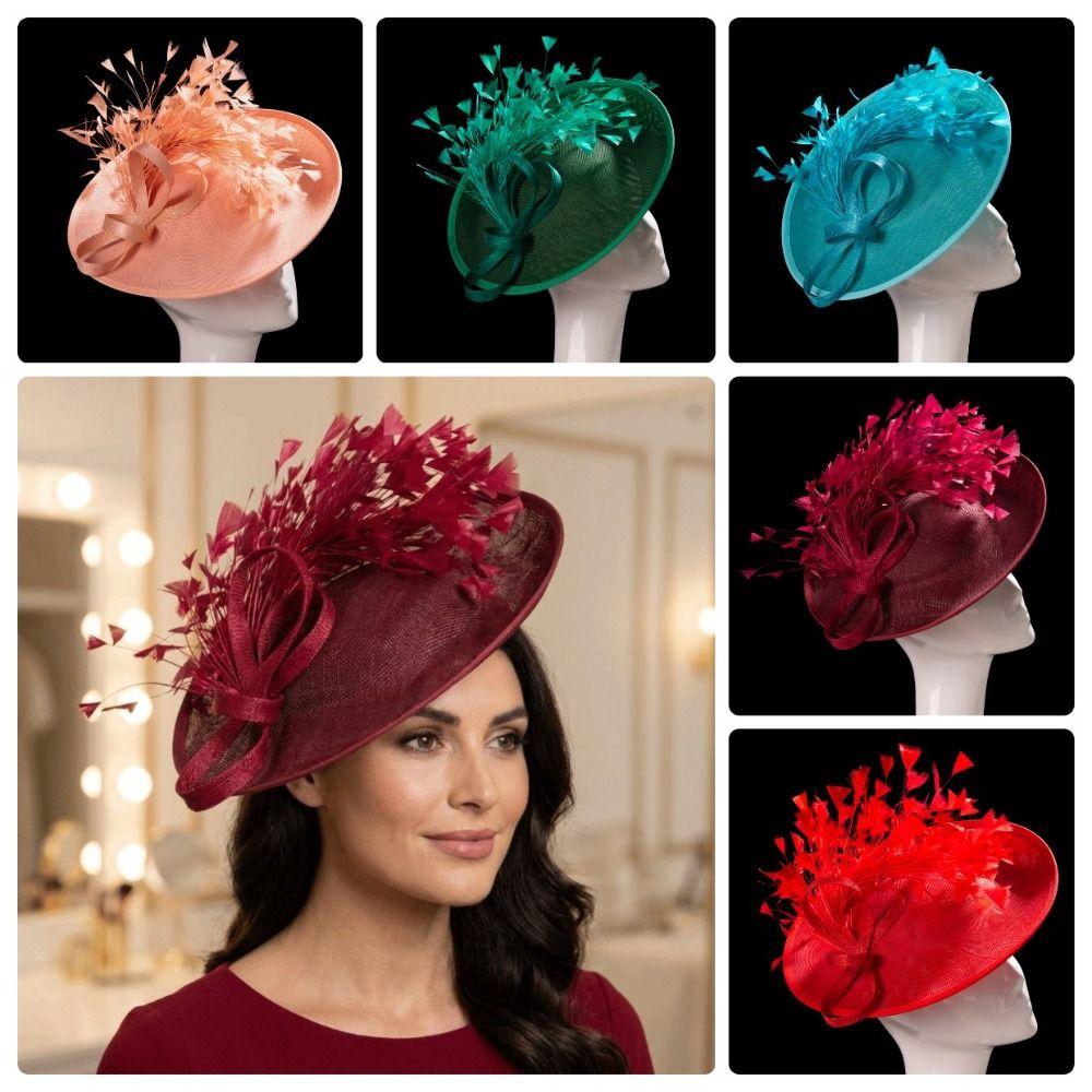 With Feather Bridal Hats Headwear Party Hats Elegant Big Top Hats Banquet