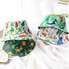 New Spring Summer Children's Cartoon Dinosaur Fisherman Cap Girls Cotton Uv Protection Panama Printing Hats Boys Sun Beach Hat