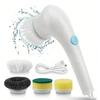 Handheld Electric Cleaning Brush 5 In 1  Heads Cordless Portable Cleaning Brush Handheld Scrubber Suitable for Bathroom Kitchen