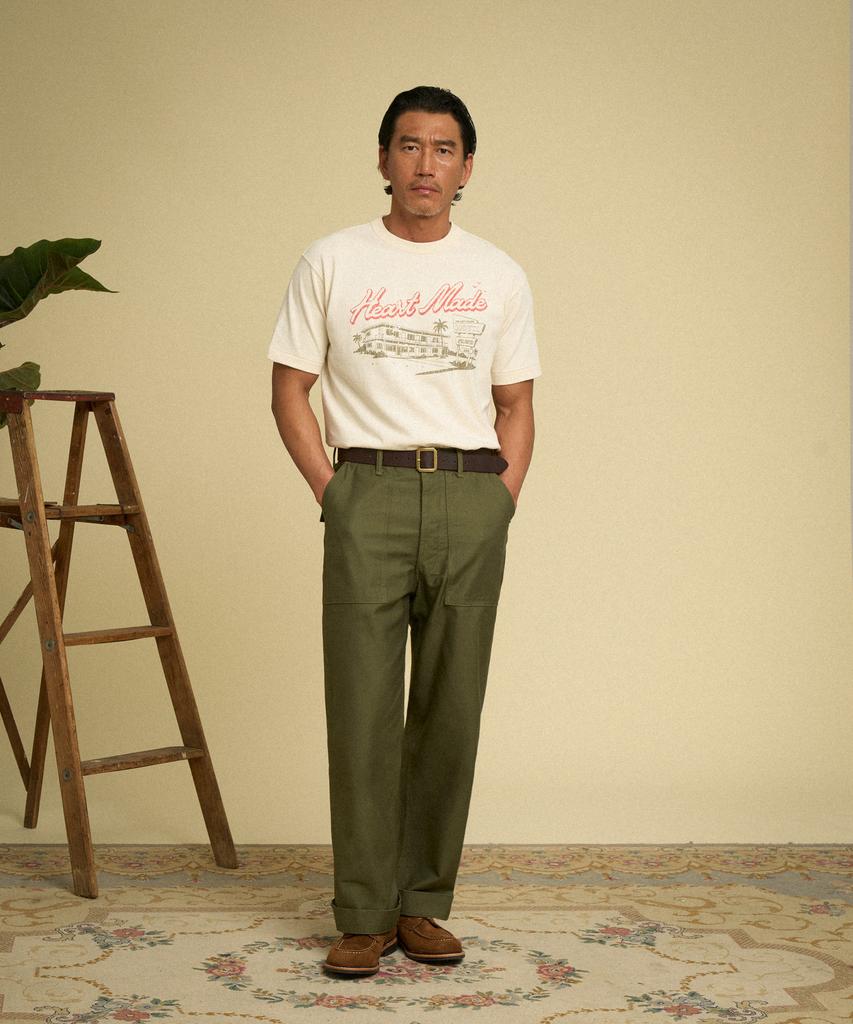 Beulonseun Heart Made Motel Loopwheeled Graphic Tee Apricot