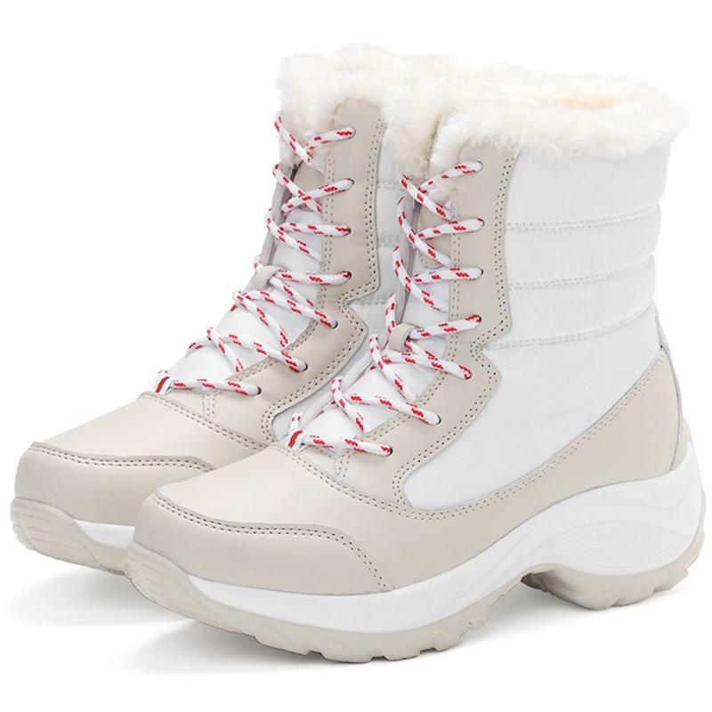 Women's Boots Women Heels Boots For Winter Shoes Woman Keep Warm Fur Botas Mujer  Snow Boots Platform Shoes White Black Boot
