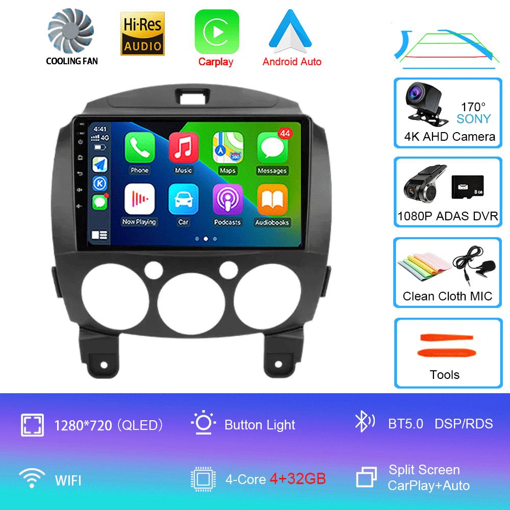 Android 14 Car Radio Multimedia Player For MAZDA 2 Mazda2 2007 2008 2009 2010 2011 2012 2013 2014 GPS Navi 2 Din Autoradio QLED