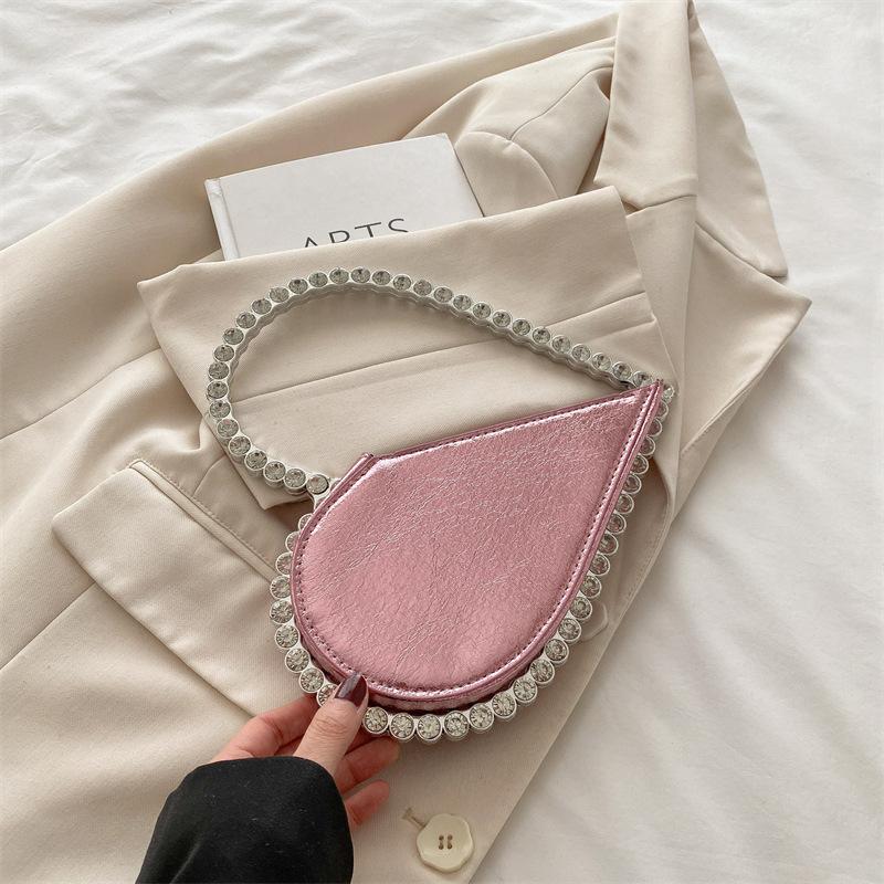 Xiaohongshu same niche design celebrity rhinestone love banquet handbag French dinner bag women 2025