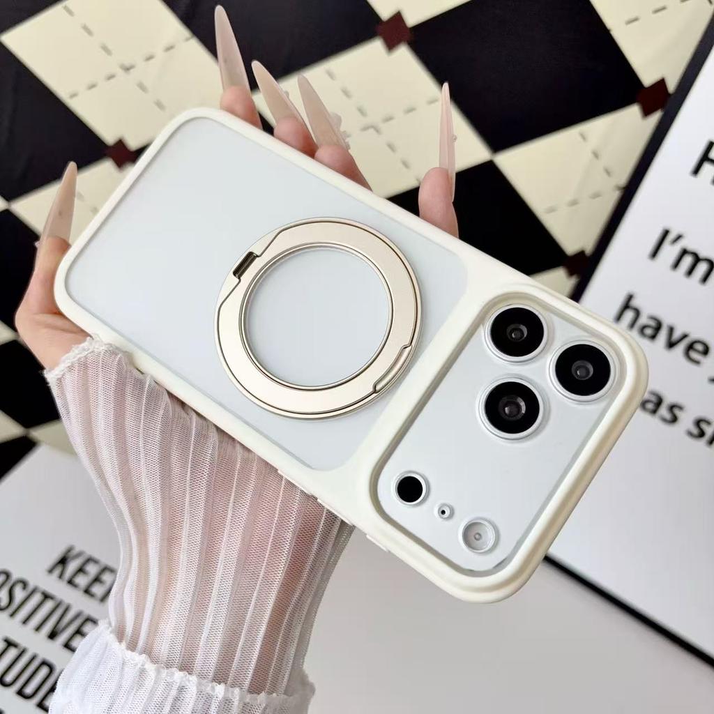 Fine hole skin feeling 360 rotating magnetic attraction is suitable for iPhone17promax bracket, mobile phone case, Apple 16 matte cover.