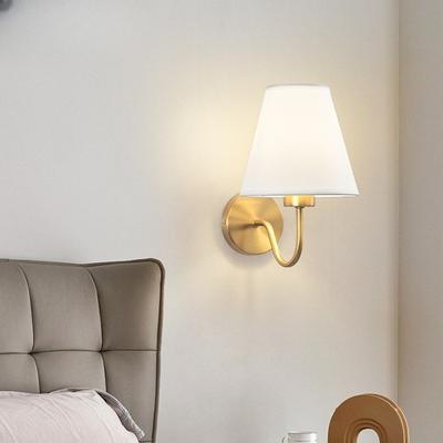 LED Retro Wall Lamp E27 Minimalist Creative Fabric Decorative Lamp Bedroom Hotel Bedside Study Indoor Household Lighting Fixture
