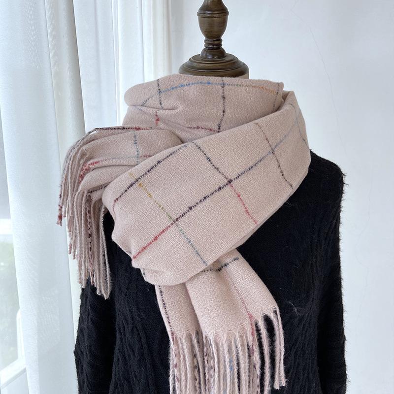 Plaid Scarf Women's Autumn and Winter New Fringed Shawl Fashion Imitation Cashmere Warm Scarf