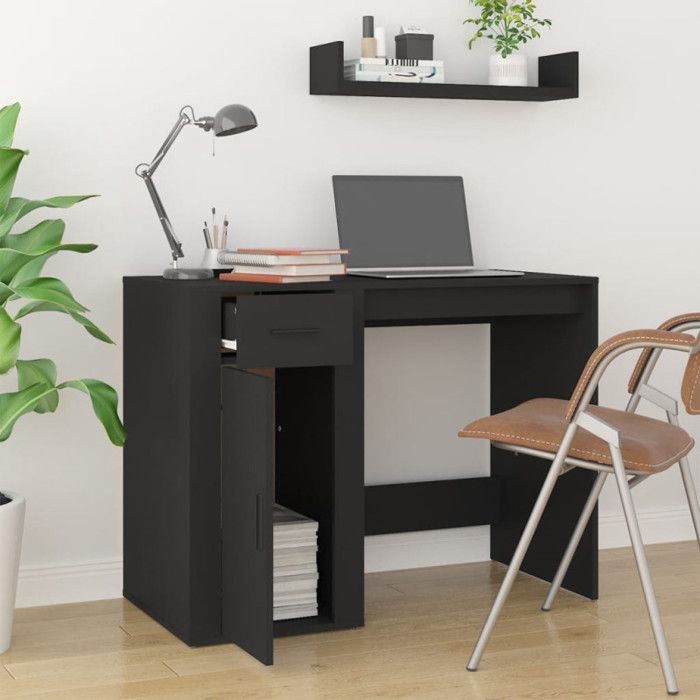 816785 vidaXL Bureau Noir 100x49x75 cm Bois d'ingénierie