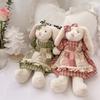 Small Soft Stuffed Animal Bunny Wearing Retro Dress Rabbit Plush Toy for Baby Girls Toys Cuddly Dolls Easter Birthday Gifts