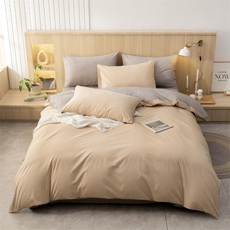 100% Cotton Simple Plain Bedding Set 3Pcs, 1 Duvet Cover with Zipper, 2 Pillow Cases,Easy Care,1 and 2 People Bed Sizes