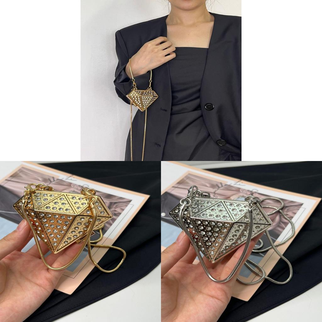 Modische Mini-Metall-Kupplung in Diamantform für den Abend und Damenabende