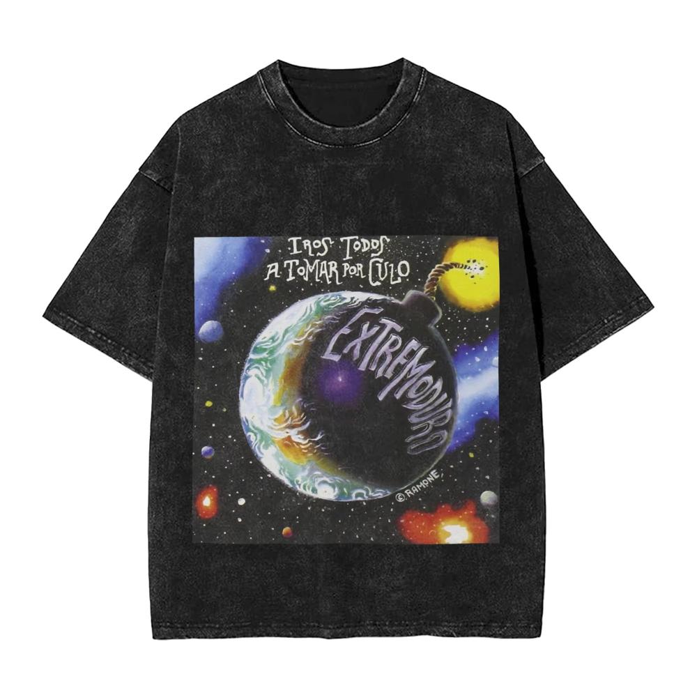 

New Hot Sale Extremoduro Mens and Womens T Shirt Washed Vintage Tees Short Sleeve Crewneck TShirt Cotton Gift Clothing L