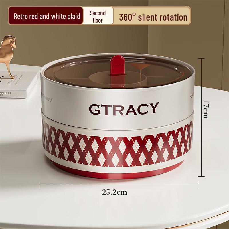 Fair Isle Retro Red Double-Layer Rotating Fruit Tray