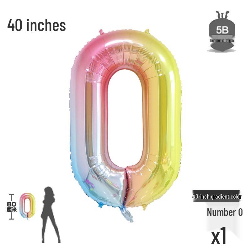 Korean Rainbow Gradient Number Balloon for Kids' First Birthday Decoration