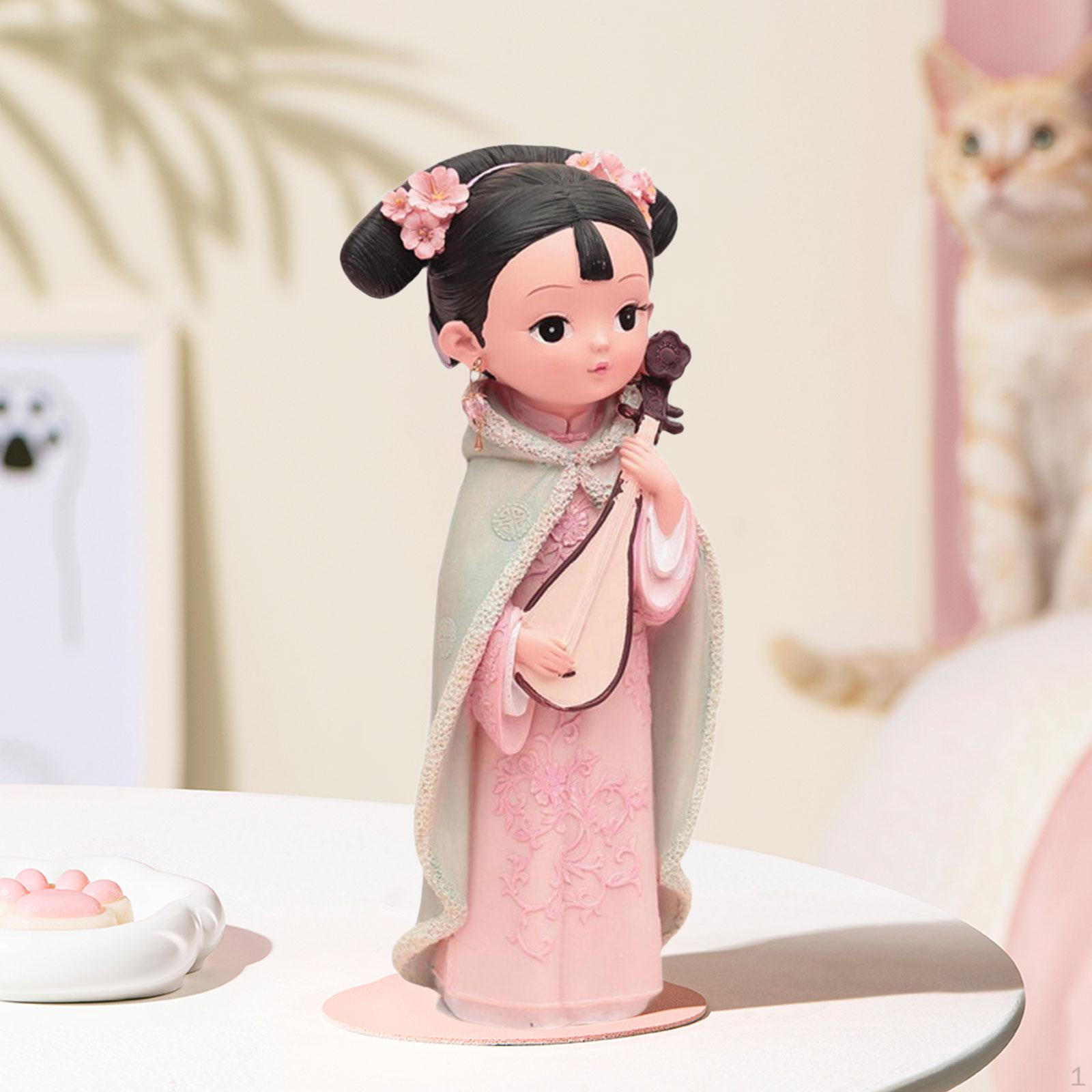 

Девушка Статуэтка из смолы Миниатюрная фигурка Подарочная кукла Игрушка Народная одежда Декоративная скульптура Традиционная 12x8x22cm Lute