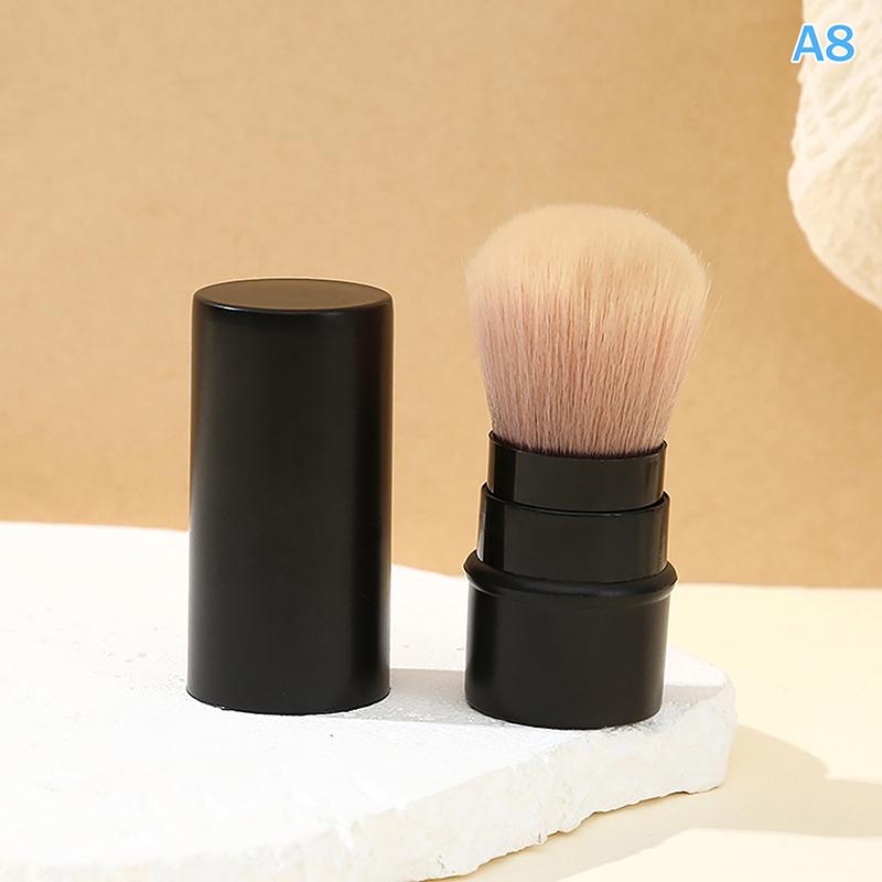 Retractable Single Blush Brush Loose Powder Setting Brush With Cover Portable Multi-Functional Makeup Tool