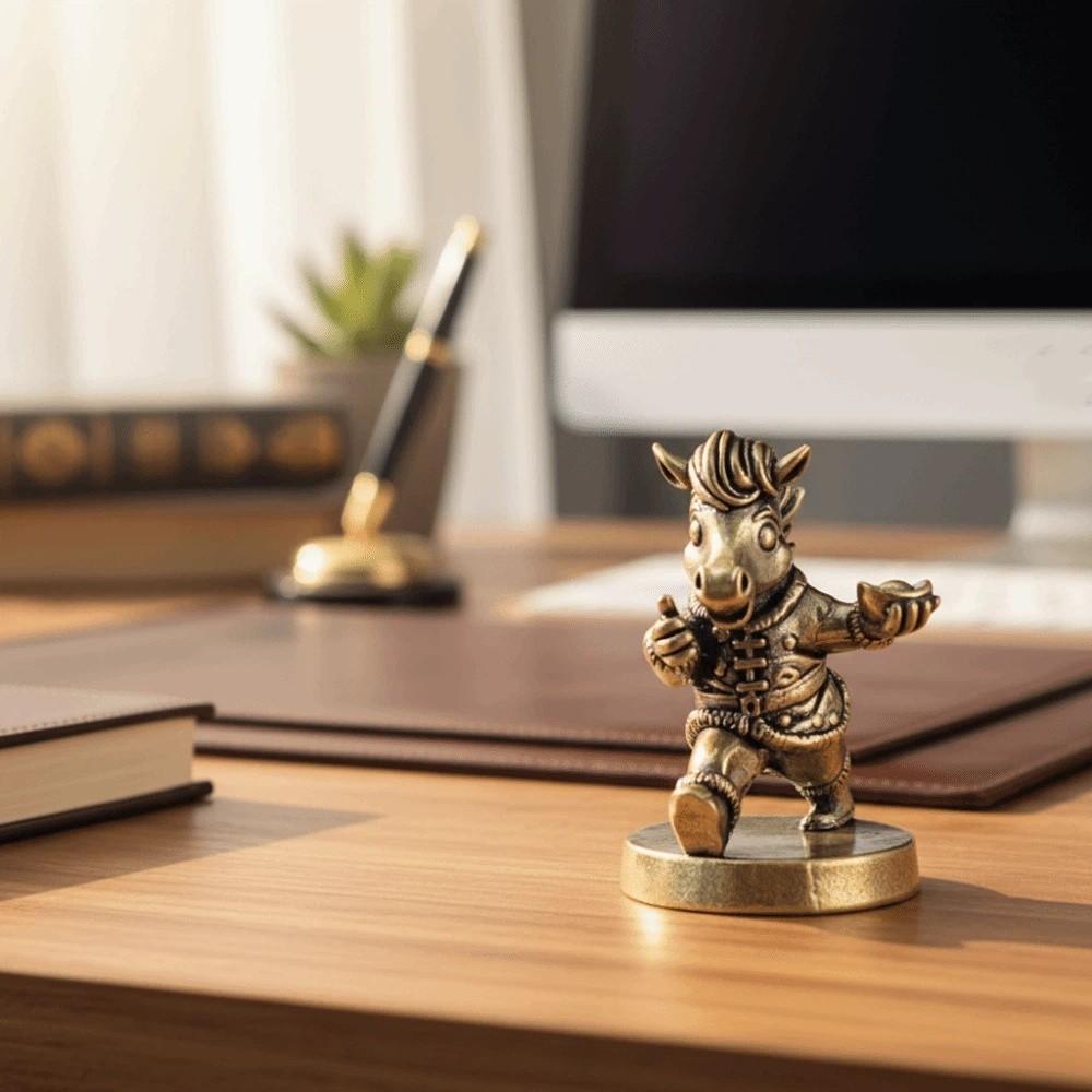 Cartoon Paard Beeld Traditioneel Pony Ornament Grappige Messing Paarden Beeldjes Nieuwjaars Decoratie