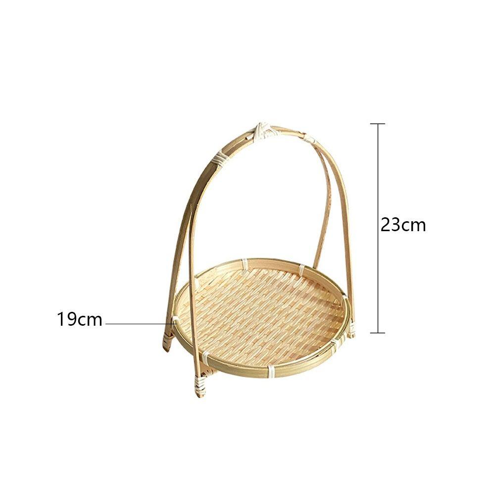 Round Bamboo Weaving Baskets 1/2/3 Tier Storage Baskets Snack Display Stand Kitchen Decorate