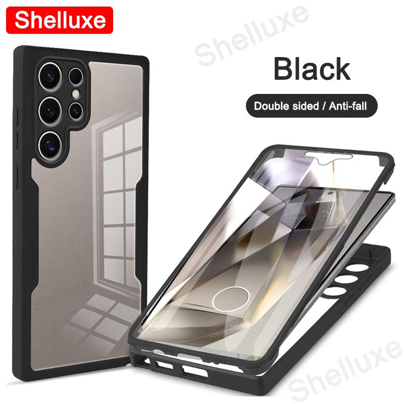 360 Full Body Front+Back Clear Case Shelluxe For Samsung Galaxy S25 S24 S23 Ultra S22 Plus S21 FE Silicone Double Sided Cover