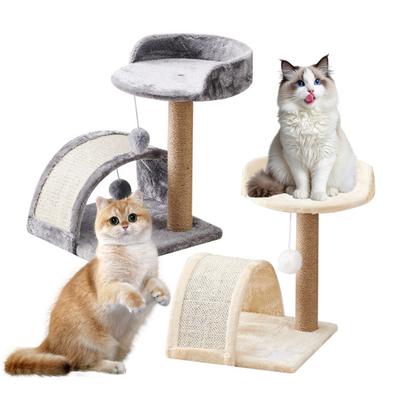 עץ חתול עם עמוד גירוד ומיטה מוצב מגדל טיפוס חתול עם כדור פרווה תלוי סיסל עמוד גירוד לחתולים מקורה