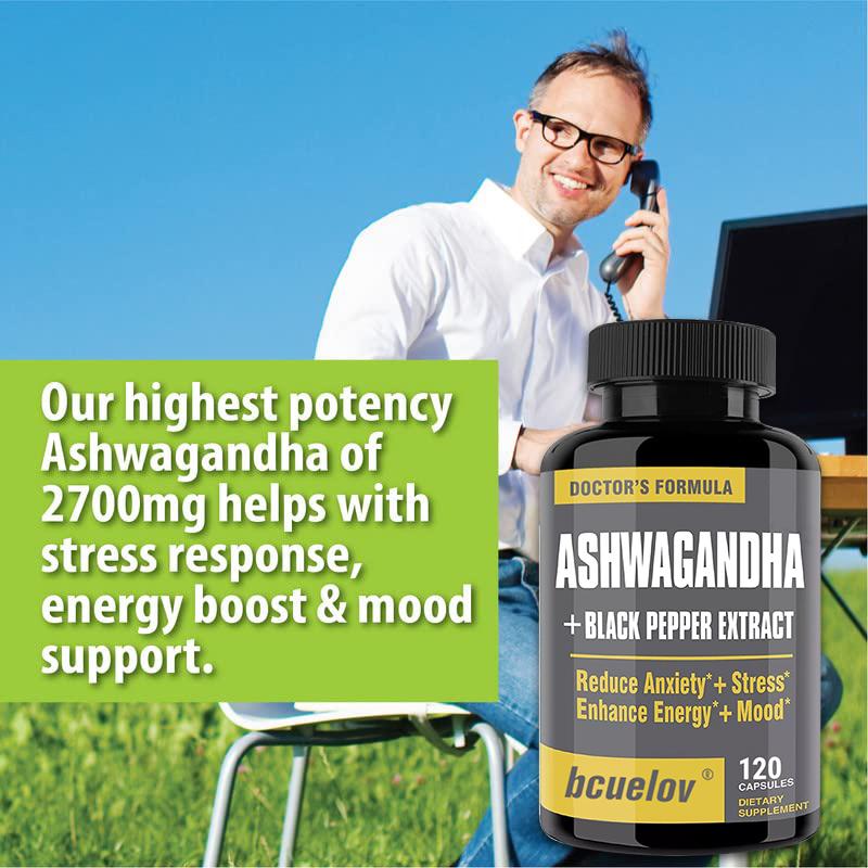 Highly effective stress-reducing supplement, contains black pepper root to improve absorption, 120 capsules.