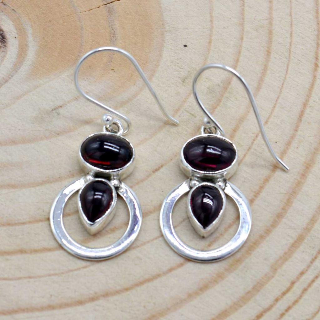 Ruby 925 Sterling Silver Earrings, Pear & Oval Gemstone Handmade  Multi Stone Earrings, Gift For her