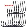 100pc/lot Fishing Hooks Double Bait Holder Barbed Fishhooks Long Shank Carbon Steel Sharp Fishhook Beach and Live Bait Fishhooks