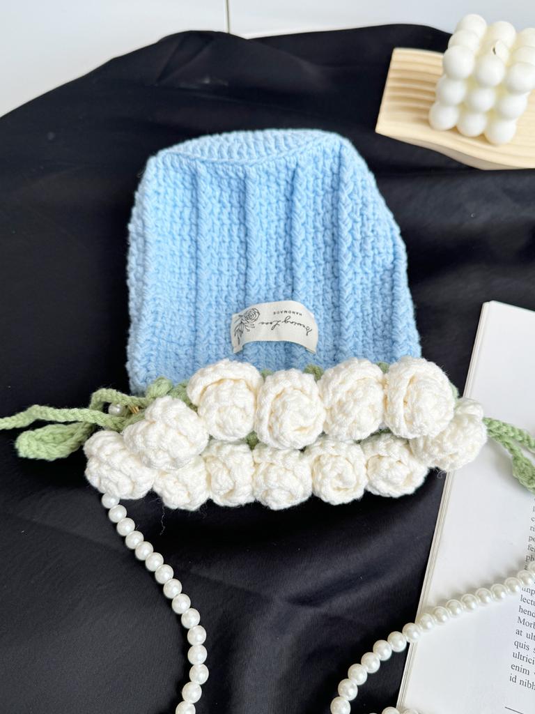 Rose bag, handmade DIY woven wool, rose bouquet, mouth bag, material bag, bucket bag, gift for girlfriend