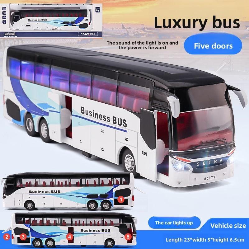 Bus Model Travel Alloy Toy With Light Sound For Kids Playroom And Gift Use