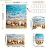1/3/4pcs Beach-Themed Shower Curtain and Non-Slip Set - Ocean Wave Design with Seashells & Starfish, Polyester, Machine Washab
