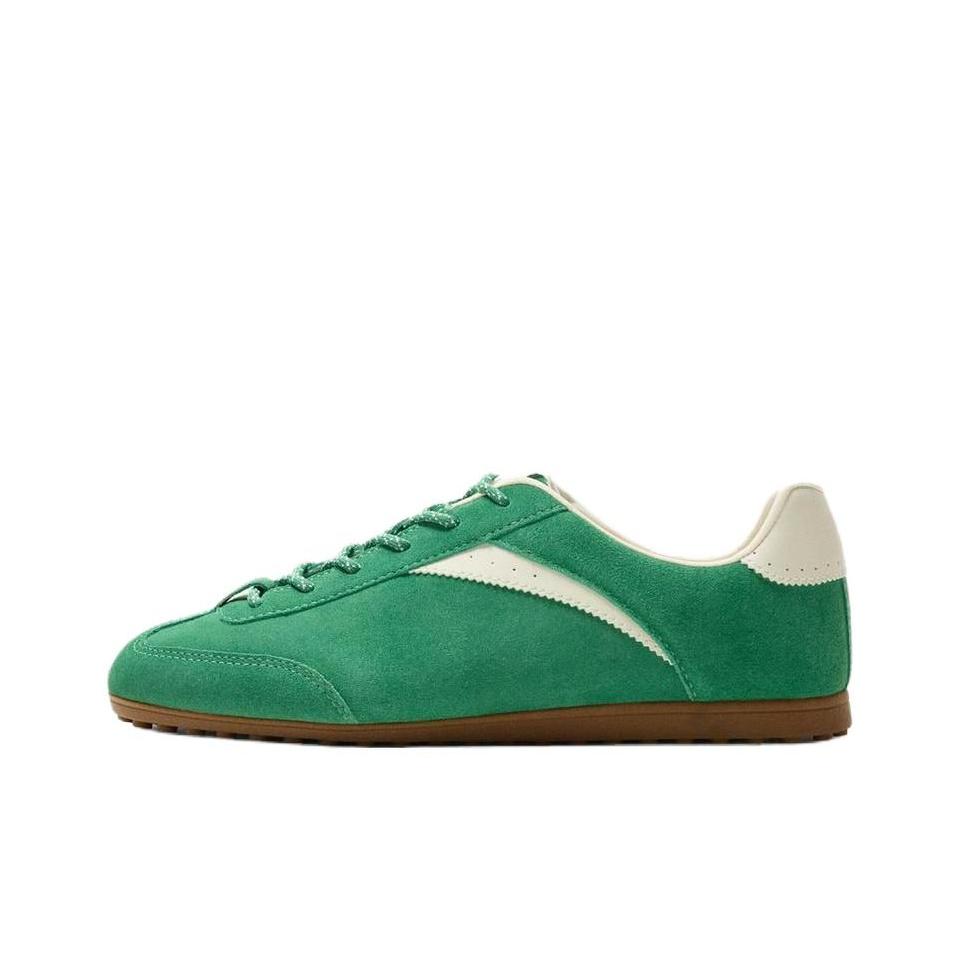 Zara Leather Versatile Low-Top Casual Shoes Men sneakers Green 2253620500