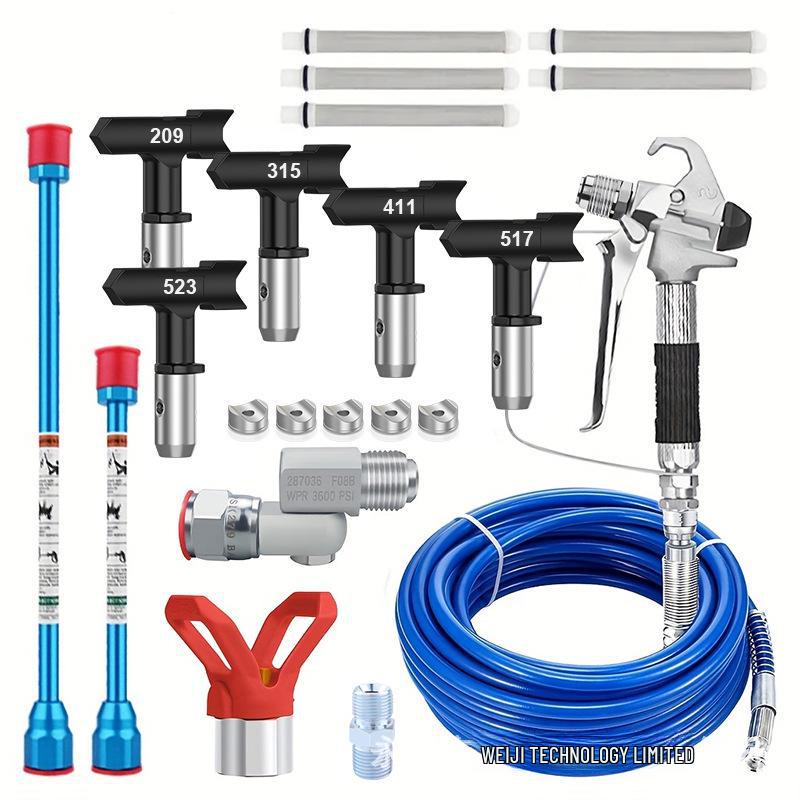 High-Pressure Airless Sprayer Kit: Nozzle, Duckbill Seat, Pipe, Spray Gun Filter, Extension Rod.
