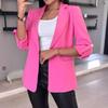 Womens Long Sleeve Solid Color V-Neck Blazer Coat Slim Fit Office Chic Workwear