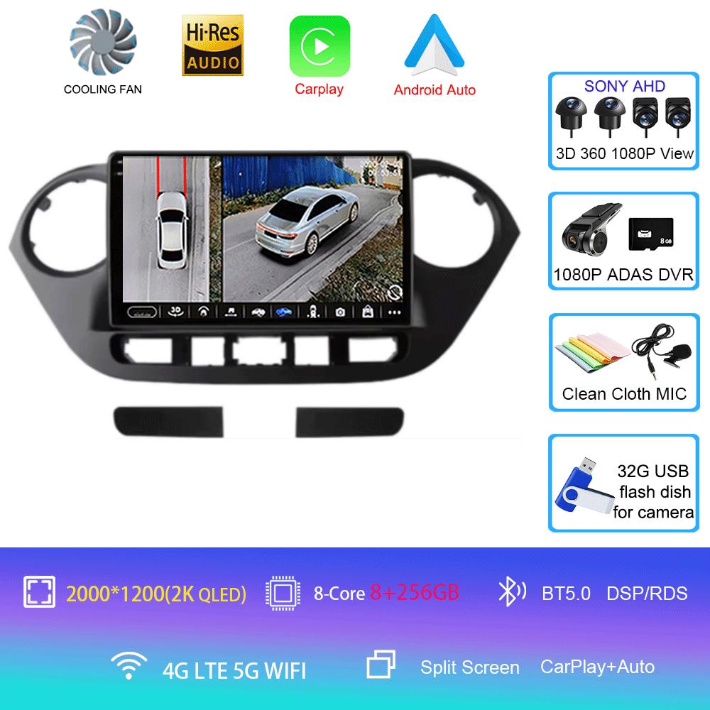 Car Radio Android 14 for Hyundai Grand I10 2013-2018 Multimedia Player 2Din GPS Navigation Carplay Stereo DVD Head Unit Speakers