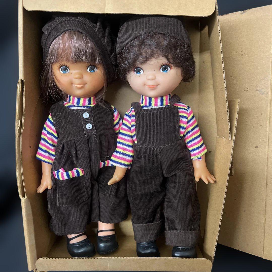 

[USED] Showa retro, freckled, girl, boy, doll, soft vinyl, doll, chum