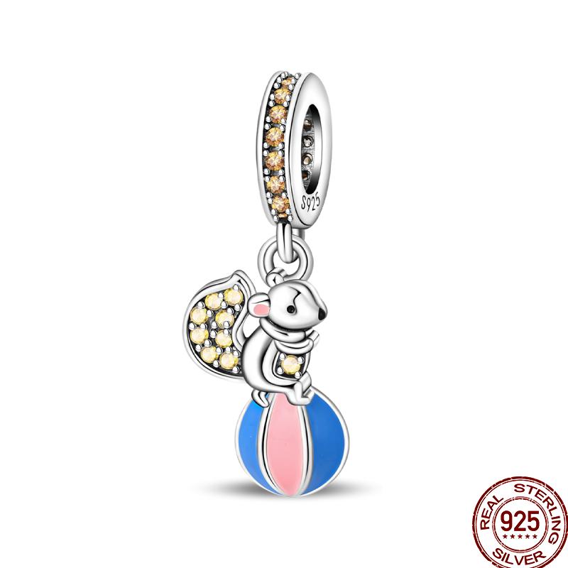 Copper Magician Circus Playing Cards Teddy Bear Charm Beads Suitable Fit Pan Original Bracelet Diy Jewelry