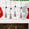 White Hanging Bead Tassel Wood Xmas Tree Pendant Ornaments Christmas Snowman Wooden Bead  DIY