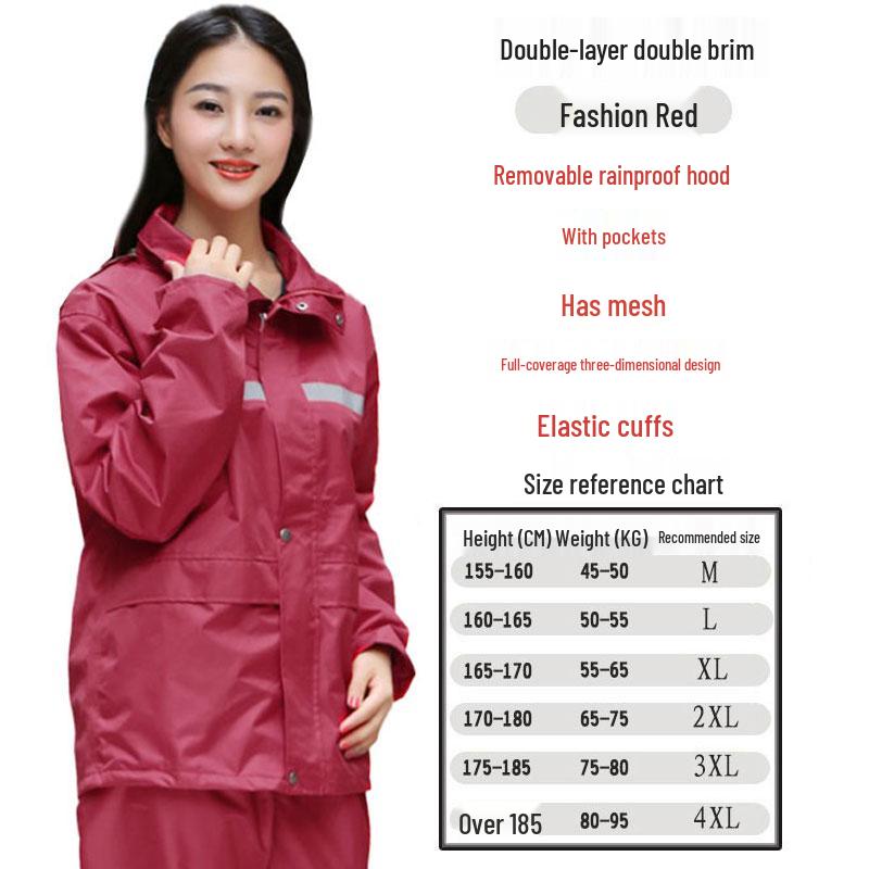 Men's and Women's Reflective Waterproof Raincoat and Pants Set for Riding and Takeaway