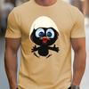 Men's Summer 100 Cotton Fashionable Casual Sports Loose and Interesting Cartoon Penguin Pattern Printed Round Neck Short Sleeved T-shirt
