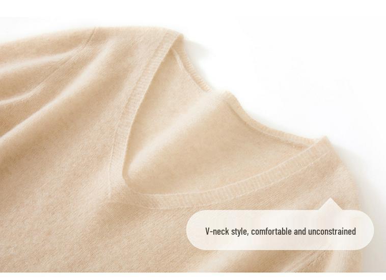 Autumn/Winter Cashmere Knit Base Layer Shirt - Soft, Comfortable, Versatile, and Slimming Loose Fit.