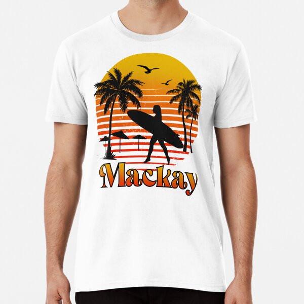 

Retro Mackay sunset surfer design Premium T S to 5XL Made in the AU/USA T-Shirt L