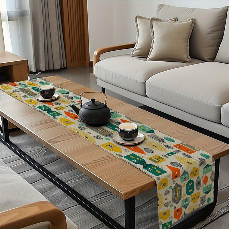 American Geometric Color - Block Table Runner, Home Dining Table Decor, Festival Party Tablecloth Women's clothing