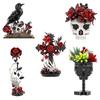 2026 Nuovo MOC Bouquet di Rose Teschio Mattoncini Modello Teschio Corvo Gotico Fiori Decora Blocchi da Costruzione Giocattoli di Assemblaggio Croce Gotica Regalo