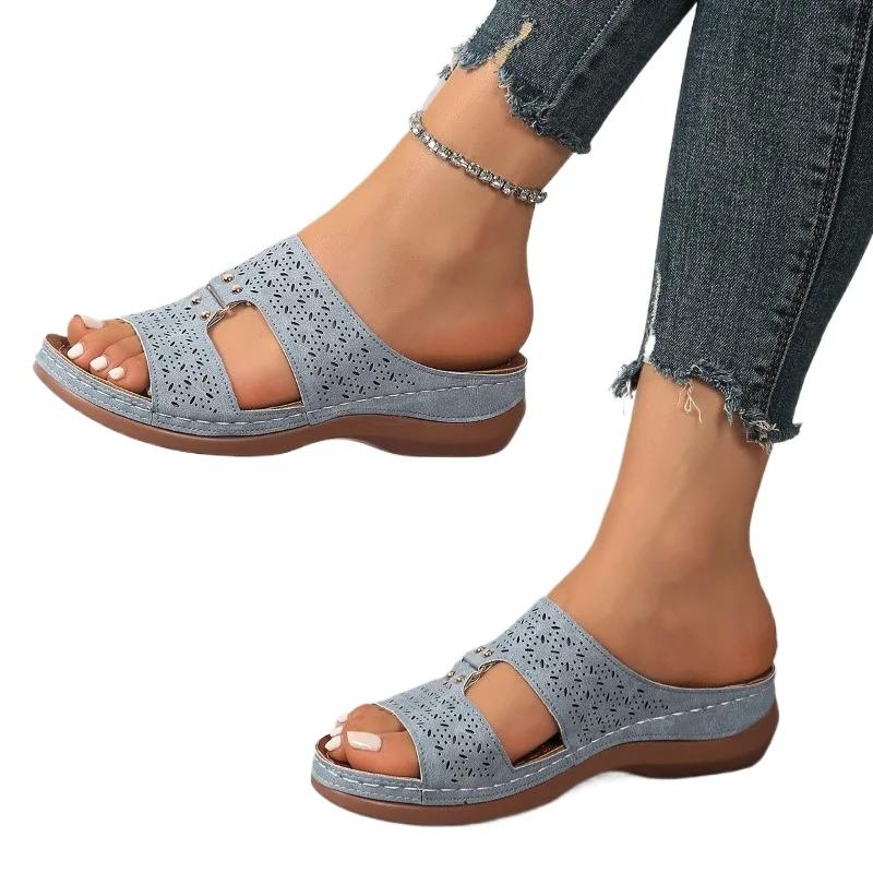 Fashion Ladies Shoes 2025 New Open Toe Women's Slippers Fashion Outdoor Casual Platform Wedge Sandals Summer Light Comfortable Slippers