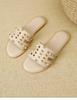 Chic Women's Rivet Slippers: 2025 Summer Fashion, Flat Bottom, Stylish Single Strap for Outdoors & Beach