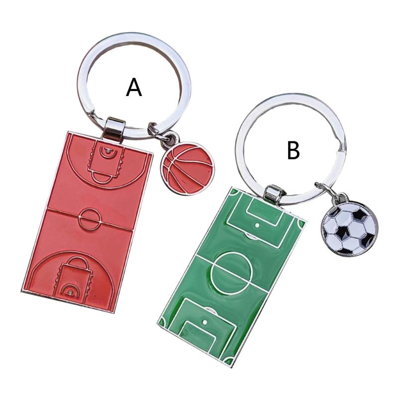 Men Football Field Soccer Keychain Holder Playground Sports Basketball Keyring Keychains Jewelry Football Fans Club Gift
