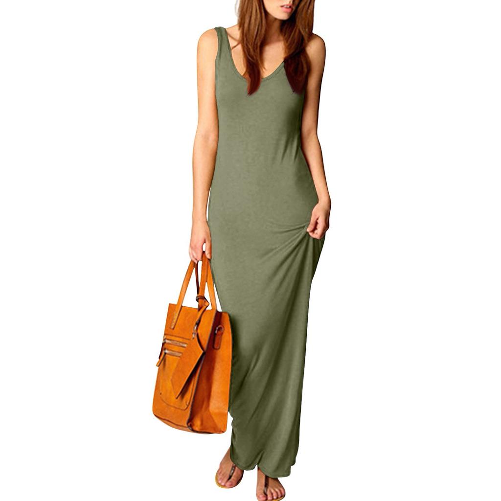 Women's Sexy Vest Maxi Dress Sleeveless Slim Fit Dress