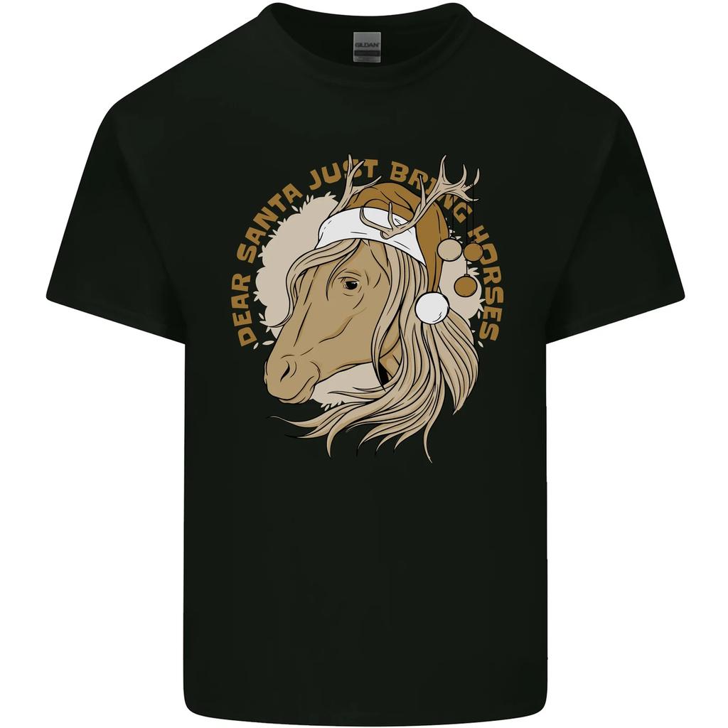 Funny Christmas Horse Equestrian Santa Kids T-Shirt Childrens