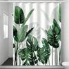 Open 1Pc Green Large Leaf Digital Print Polyester Bathroom Decoration And Accessories Shower Curtain Free Punch Partition Bath