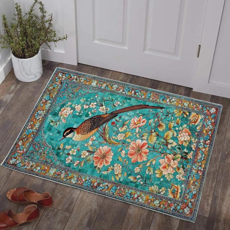 Bohemian Kleurrijke Visprint Deurmat Antislip Absorberende Vloermat Vintage Stijl Entreekleed 30x50cm