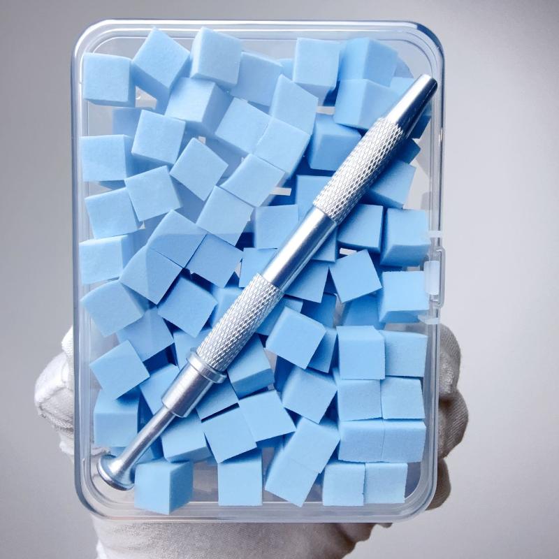 100Pcs/Box Gradient Sponge Brush With Tools For Nail Art Gel Polish Brush Glitter Powder Manicure Accessory